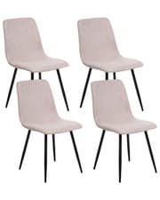 Image of Set of 4 Dining Chairs TUSCOLA Fabric Beige