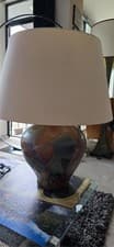 Image of A Blue Drip Glaze Art Pottery Lamp