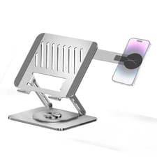 Image of 360 Swivel All Metal Laptop Stand Portable Tablet Riser w/ Magnetic Phone Holder