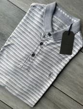 Image of ALL SAINTS CHALK "TRIGGER BRAMFORD" SHORT SLEEVE POLO SHIRT - XS - NEW TAGS
