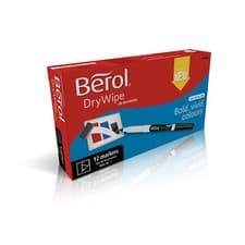 Image of Berol Dry Wipe Pen Fine Pack of 12 - Black