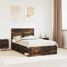 Image of Bed Frame Smoked Oak 120 x 200 cm Solid Pine Wood