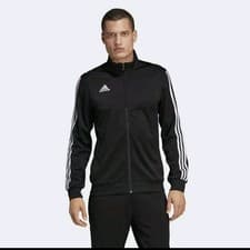Image of ADIDAS TIRO POLYESTER MEN'S JACKET & BOTTOMS TRACKSUIT SIZE LARGE BLACK/WHITE