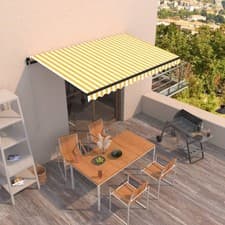 Image of Manual Retractable Awning 400x350 cm Yellow and White