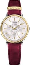 Image of Versace VE8101819 V-Circle Lady gold silver red Leather Women's Watch NEW