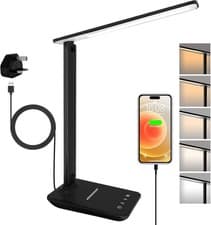 Image of Desk Lamp Dimmable Led Table Lamp Reading Light with USB Charging Port, 5 Light