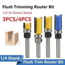 Image of 4Pcs/Set 1/4"Shank Woodworking Trimming Cutter Straight Trim Router Bit Slotting