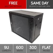 Image of 9U Server Rack Network Cabinet 19 inch 600 x 300mm Black
