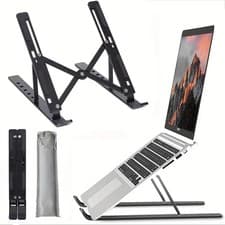 Image of Folding Laptop Stand Adjustable Portable Tablet Notebook Holder Black White UK