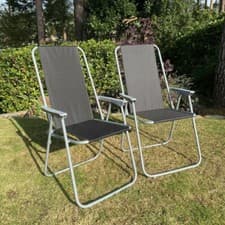 Image of 2 x Garden Chair Metal Folding Armchair Outdoor Beach Furniture Patio Balcony