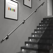 Image of Stainless Steel Indoor Stair Handrail Kit with Matt Black Brackets & Fittings