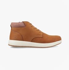 Image of Hush Puppies Bronko Mens Nubuck Lace-Up Breathable Casual Tan Chukka Boots