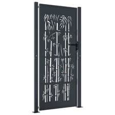 Image of Garden Gate Patio Gate Fence Gate Fence Anthracite Steel Bamboo Design vidaXL