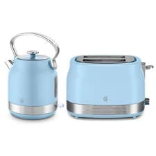 Image of Swan Kettle & Toaster Set 2 Slot Blue Traditional Retro Revive Stainless Steel