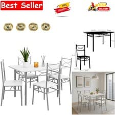 Image of 5 Piece Dining Table and Chairs Set 4 | Dining Table & Dining Chairs Set of 4...