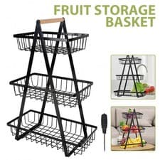 Image of Space Saving Metal Fruit Basket 2/3 Tier for Kitchen Countertop with Airflow