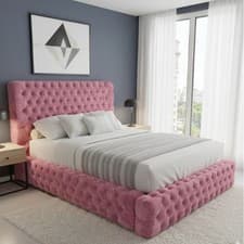 Image of Luxury Palace Style Ambassador Bed Frame Deep Tufted Velvet Double King Size Bed