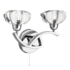 Image of Searchlight 8086-2CC Chrome Curve Wall Light with Clear Glass Shade