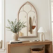 Image of Farmhouse Window Pane Mirror Large Arched Wall Mounted Mirror 111.5 x 60.5 cm