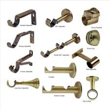 Image of Curtain Pole Bracket, Antique Brass, for 28mm Pole Metal Support | ABC Decor