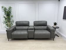 Image of Furniture Village Homestage 3 Seater Power Recliner Media Sofa In Grey Leather