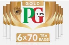 Image of PG Tips Gold - 6 Packs of 70 Tea Bags perfect for kick the morning