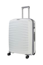 Image of Rock Luggage Hard Shell Classic White Suitcase Set 8 Wheel Trolley Cabin Bags