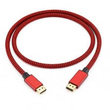 Image of DisplayPort to DisplayPort Cable 2M – 4K@60 Ultra HD | Red & Black Nylon Braided