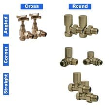 Image of Manual Radiator Towel Warmer Valves 15mm - Straight Angle Corner Round Square