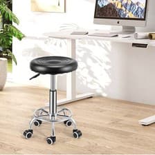 Image of Height Adjustable Swivel Bar Chair Leather Rotating Bar Stool Lifting High Stool