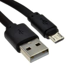 Image of FLAT USB A To MICRO B TYPE 24AWG FAST CHARGE Phone/Tablet Cable  Lead BLACK