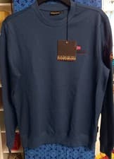 Image of Napapijri Belk Logo Crew Sweatshirt in Blue French, Men's size Small