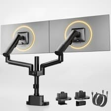Image of monTEK Dual Monitor Arm Desk Mount USB Hub 17-35 Inch VESA Black