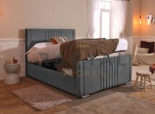 Image of CAIRO OTTOMAN STORAGE BED PANEL PLUSH VELVET UPHOLSTERED BED FRAME