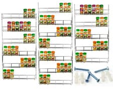 Image of 1-6 Tier Herb Jar Spice Rack Holder Door Cupboard Storage Wall Organiser Kitchen