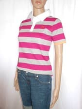 Image of New Womens Genuine DUNLOP ORIGINAL Logo Cotton Polo Shirt Short Sleeve sz S AD16