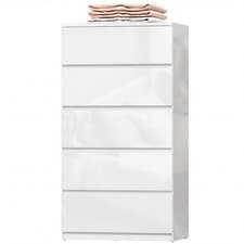 Image of HOMCOM Bedroom Chest of Drawers, 5 Drawers Dresser, Drawer Unit, White