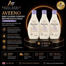 Image of Aveeno Baby Calming Comfort Bedtime Bath & Wash 250ml x3 Lavender Baby Wash