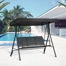 Image of 3 Seater Garden Swing Chair Patio Hammock Outdoor Bench Seat w/ Canopy Black