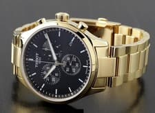 Image of TISSOT CHRONO XL CLASSIC MENS WATCH STAINLESS STEEL GOLD STRAP WITH BLACK DIAL