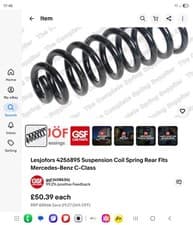 Image of 1x Lesjofors 4256895 Suspension Coil Spring Rear Fits Mercedes-Benz C-Class
