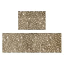 Image of JVL Mega Doormat and Runner set - Brown Geo