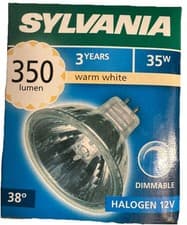 Image of Pack of 10 X SYLVANIA 35W 12V halogen GU5.3 MR16 Halogen Spotlight