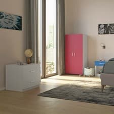 Image of Orlando Kids Bedroom Furniture Wardrobe Chest Cabinet Bedside Table 3 Piece Set