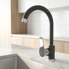 Image of Graphite/Chrome Kitchen Sink Standing Mixer Tap Single Lever