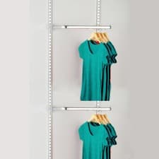 Image of Upright Garment Rail Wall Mounted Railing Complete System Twin Slot 