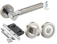 Image of Internal Door Handles Bathroom Duo Chrome Finish Modern Titan Style - 1 Pair