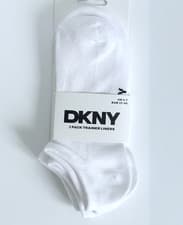 Image of 3 Pack Women's DKNY Trainer Liner Ankle Socks Uk Size 4-7 White Durable Cotton