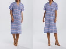 Image of Gant Multi Stripped Dress Nautical Blue Size Medium New with Tags 100% Cotton