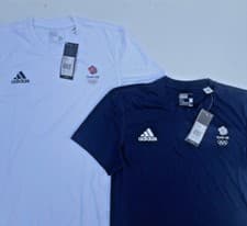 Image of Adidas Training Shirt Team GB Olympic Tee Gym White Blue 2XS XS S M L XL 2XL 3XL